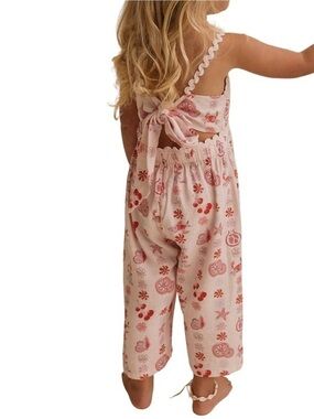 Noni & Co Girls Size 3T Pink Printed Linen Blend Ciao Bella Romper Jumpsuit